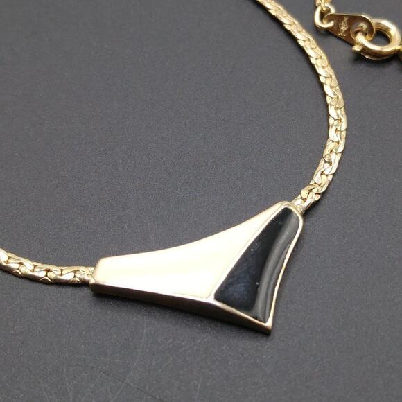 Vintage Park Lane Black White Enamel Pendant Necklace, 16 Inch Choker - Picture 9 of 9